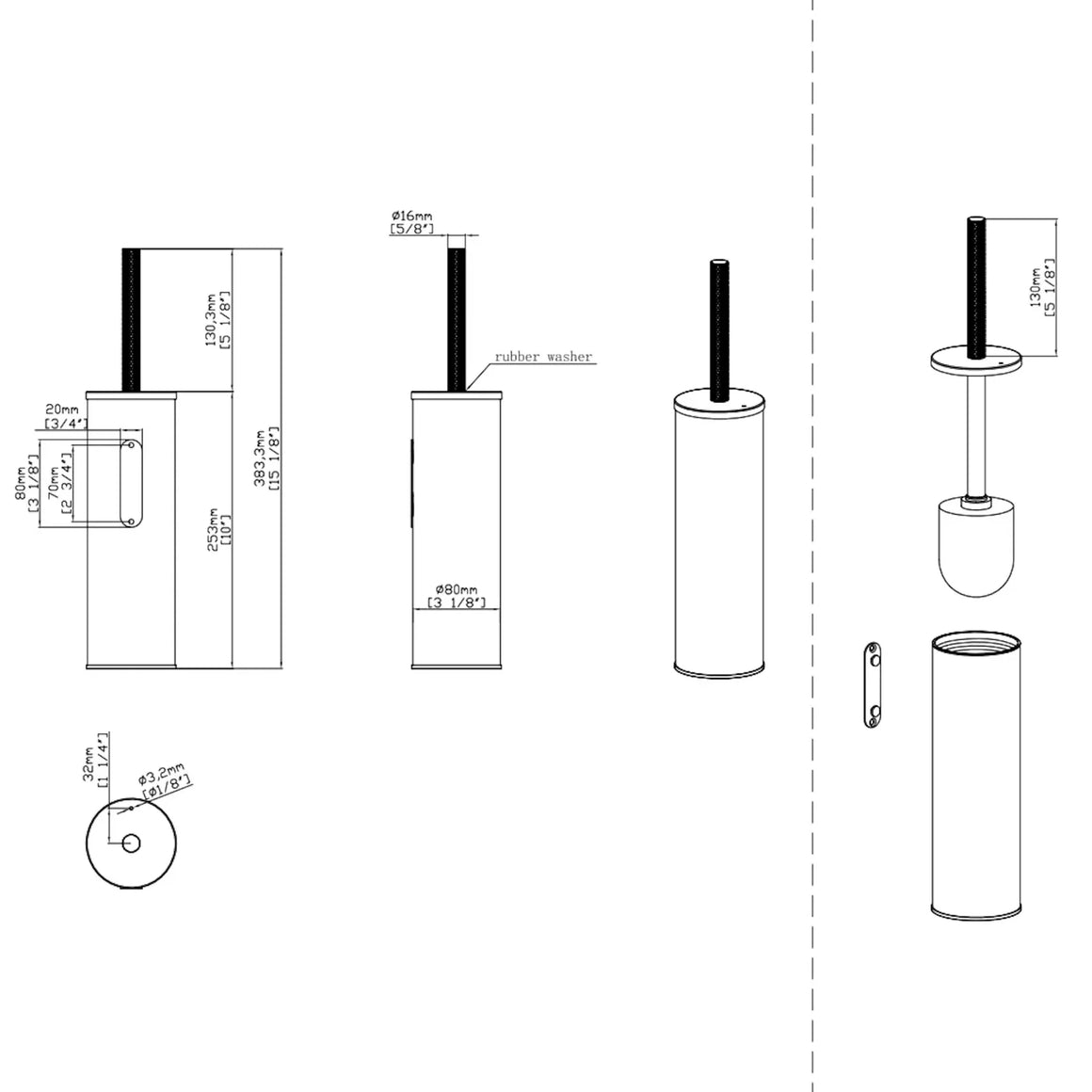 DutchLine Toiletborstelhouder met Toiletborstel – Chroom