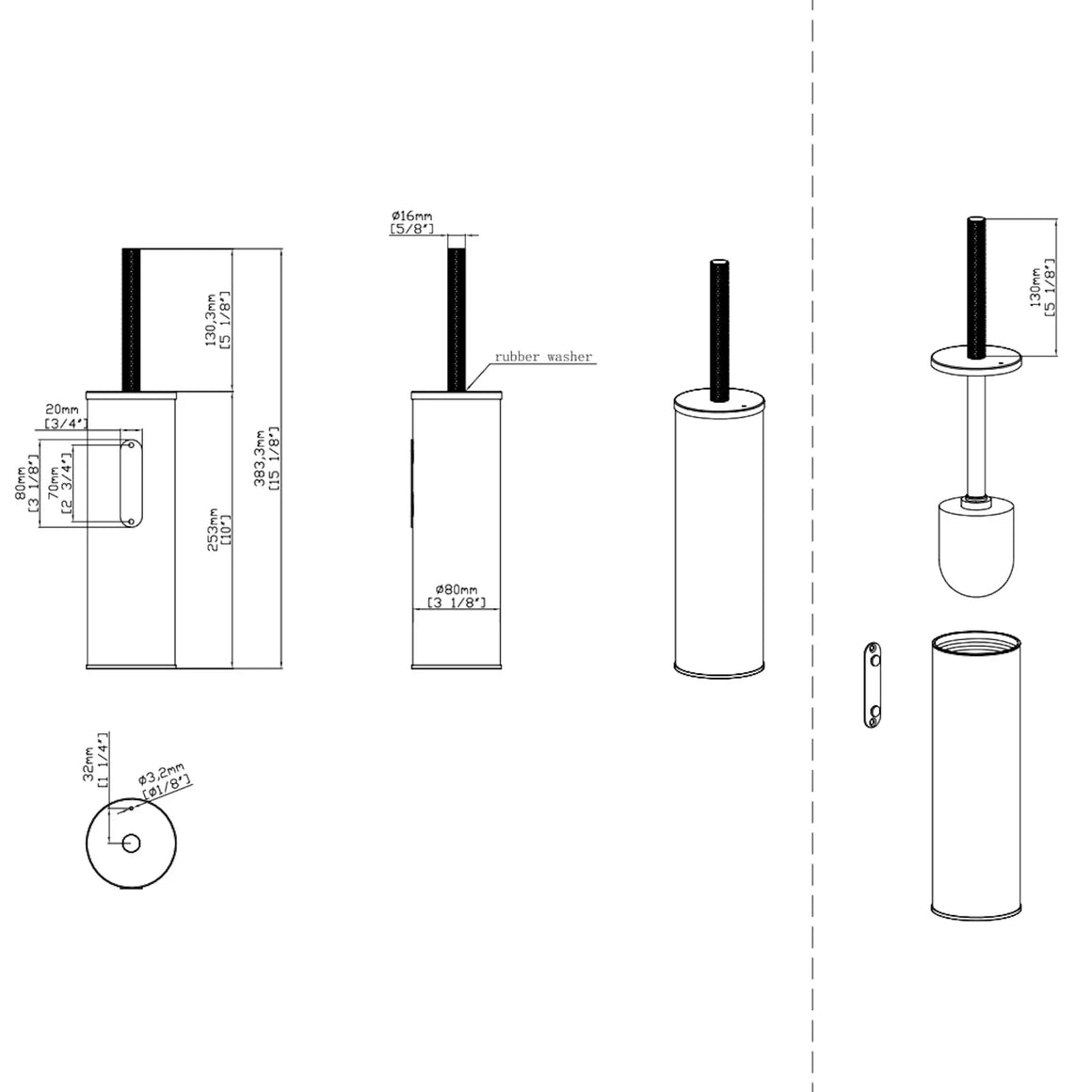 DutchLine Toiletborstelhouder met Toiletborstel – Chroom