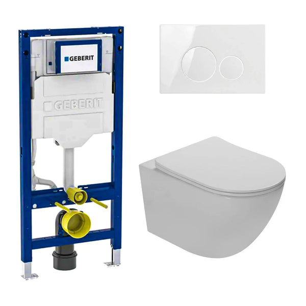 DutchLine Geberit UP320 Toiletset Compleet – DutchLine Luccio Rimless – Incl. Toiletbril & DutchLine Drukplaat