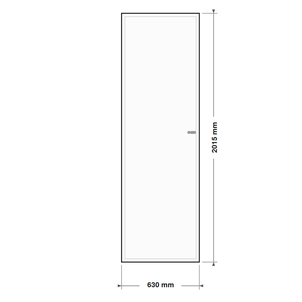 DutchLine Volpaneeldeur (massief MDF) - lijntekening 63 x 201,5 cm (zonder tekst)