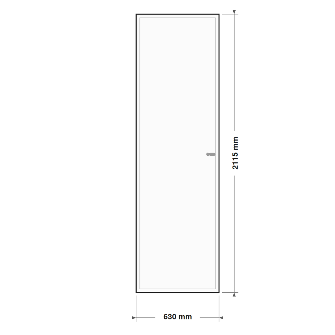 DutchLine Volpaneeldeur (massief MDF) - lijntekening 63 x 211,5 cm (zonder tekst)