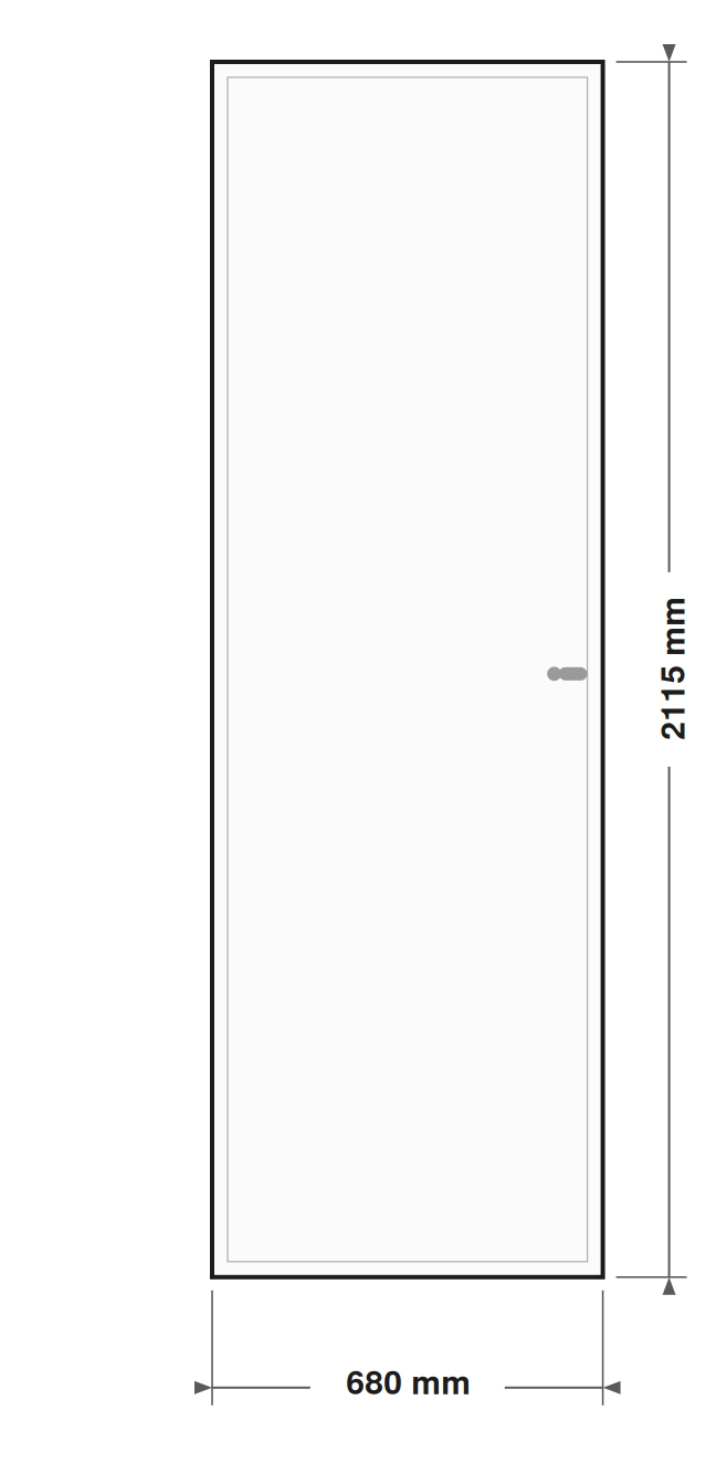 DutchLine Volpaneeldeur (massief MDF) - lijntekening 68 x 211,5 cm (zonder tekst)