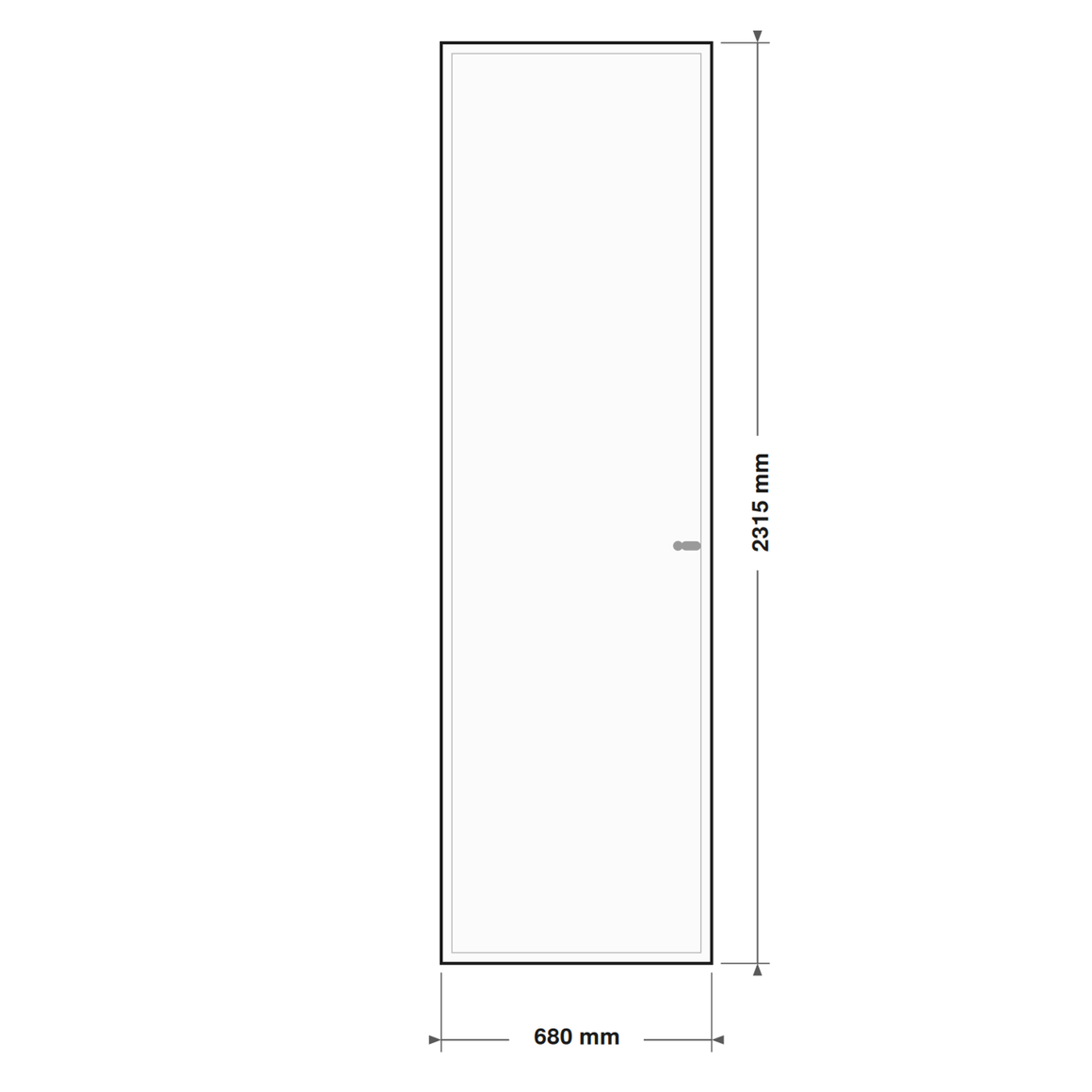 DutchLine Volpaneeldeur (massief MDF) - lijntekening 68 x 231,5 cm (zonder tekst)
