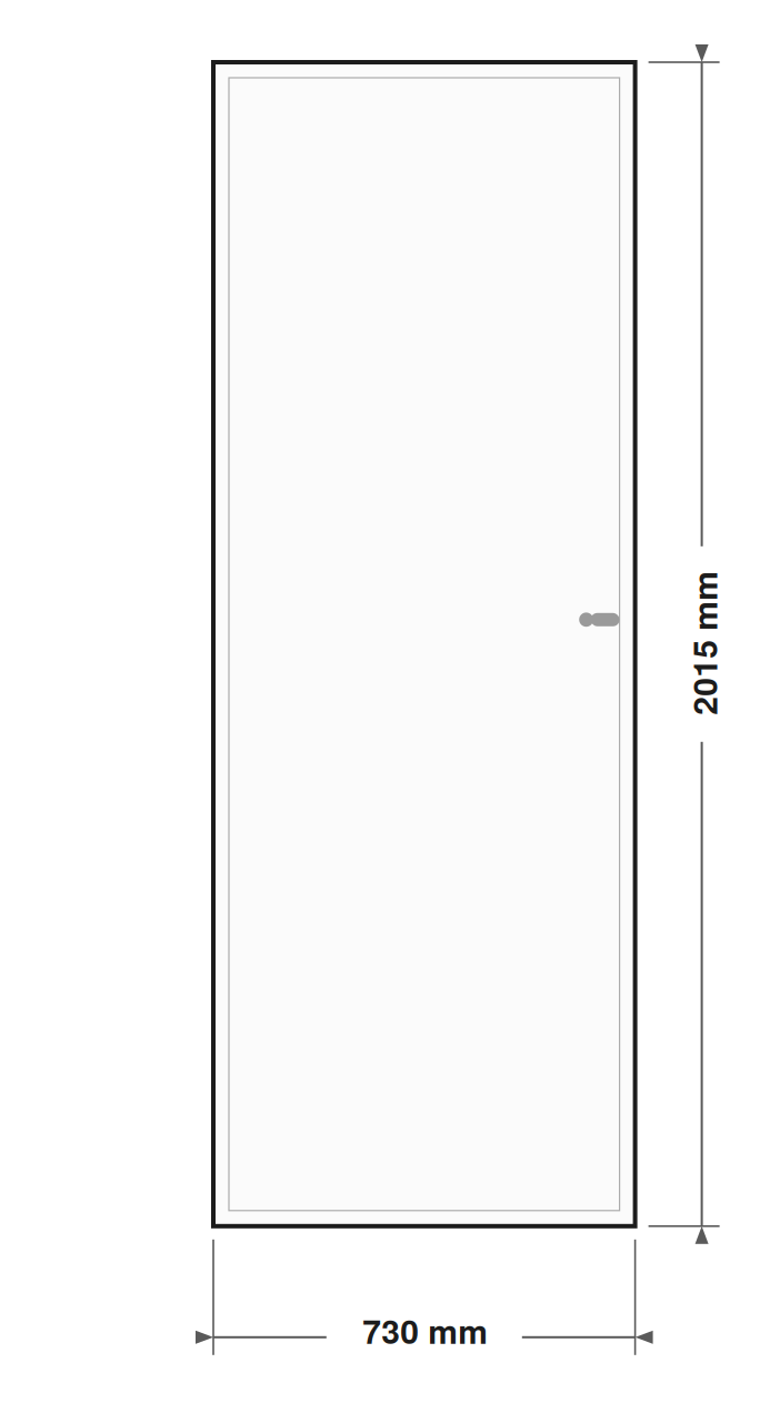 DutchLine Volpaneeldeur (massief MDF) - lijntekening 73 x 201,5 cm (zonder tekst)
