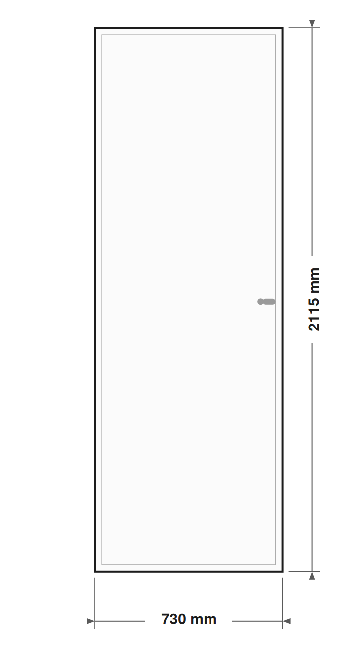 DutchLine Volpaneeldeur (massief MDF) - lijntekening 73 x 211,5 cm (zonder tekst)