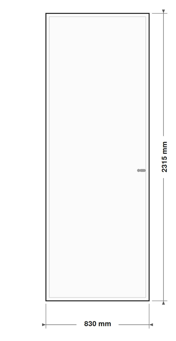 DutchLine Volpaneeldeur (massief MDF) - lijntekening 83 x 231,5 cm (zonder tekst)
