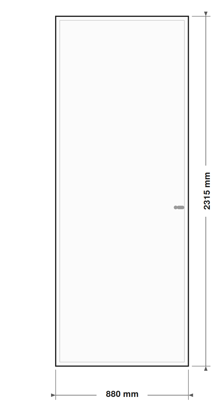 DutchLine Volpaneeldeur (massief MDF) - lijntekening 88 x 231,5 cm (zonder tekst)
