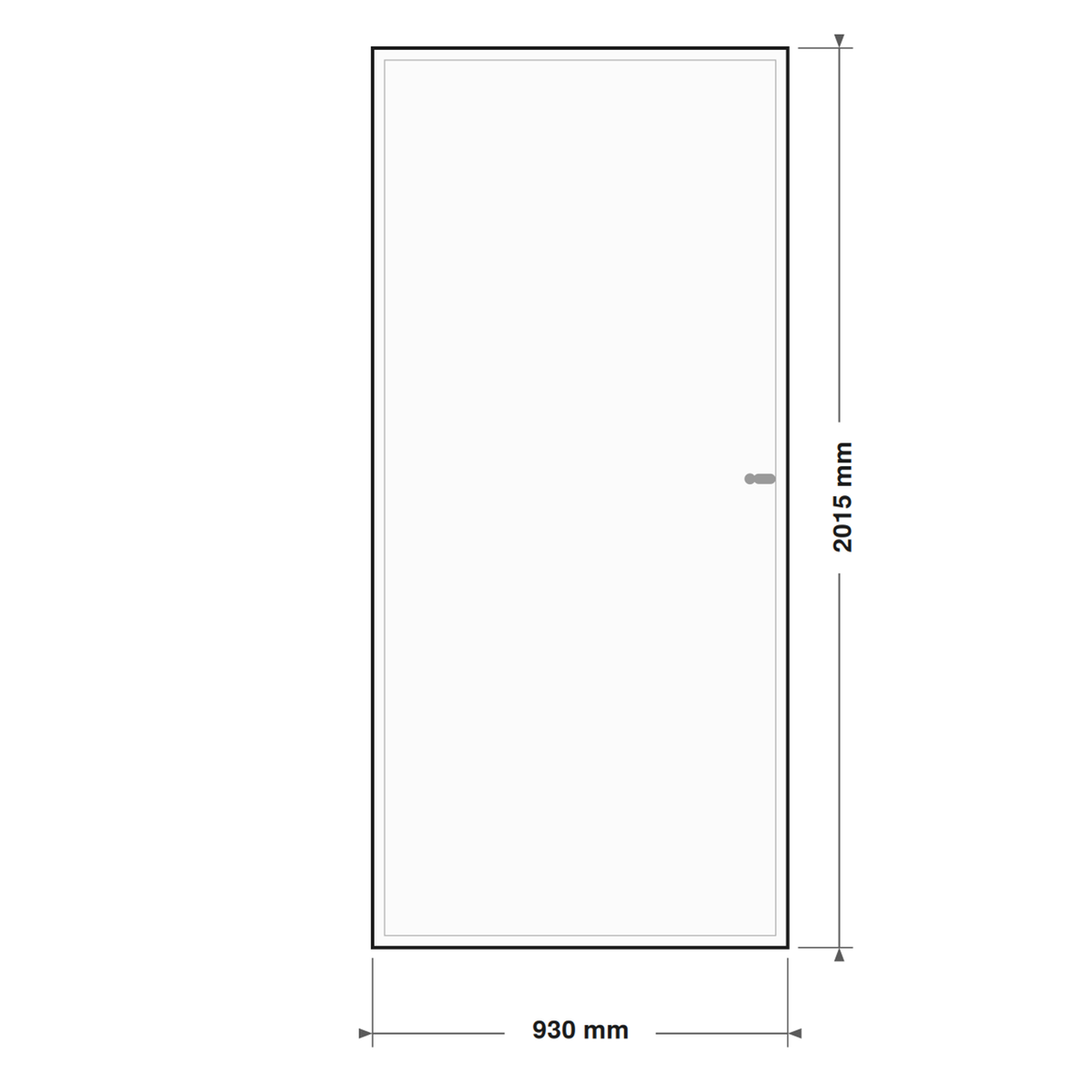 DutchLine Volpaneeldeur (massief MDF) - lijntekening 93 x 201,5 cm (zonder tekst)