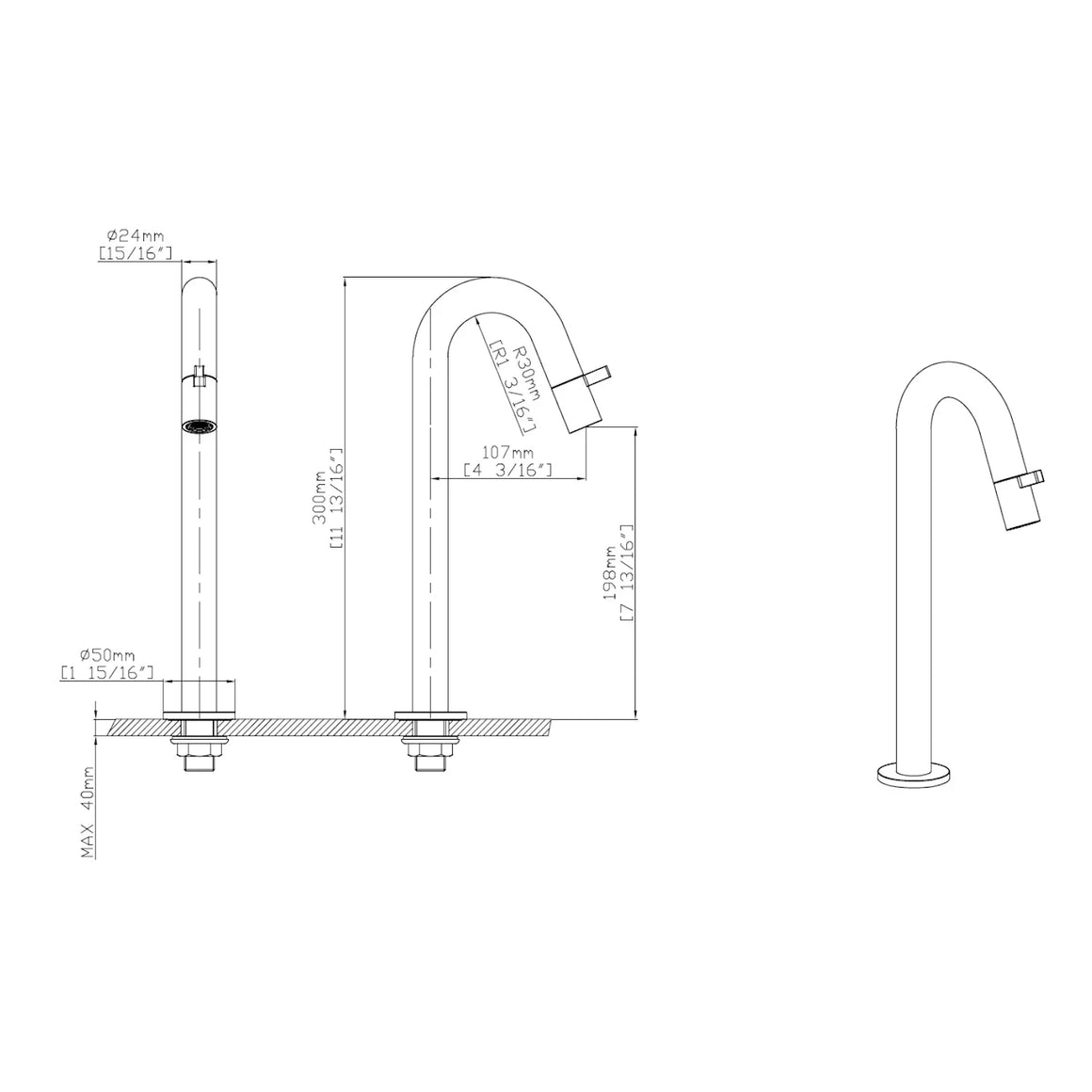 DutchLine Round XL Fonteinkraan 300mm – Chroom