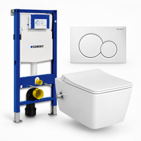 Complete toiletset Geberit UP320 met VitrA Metropole bidet-hangtoilet en Sigma01 drukplaat wit