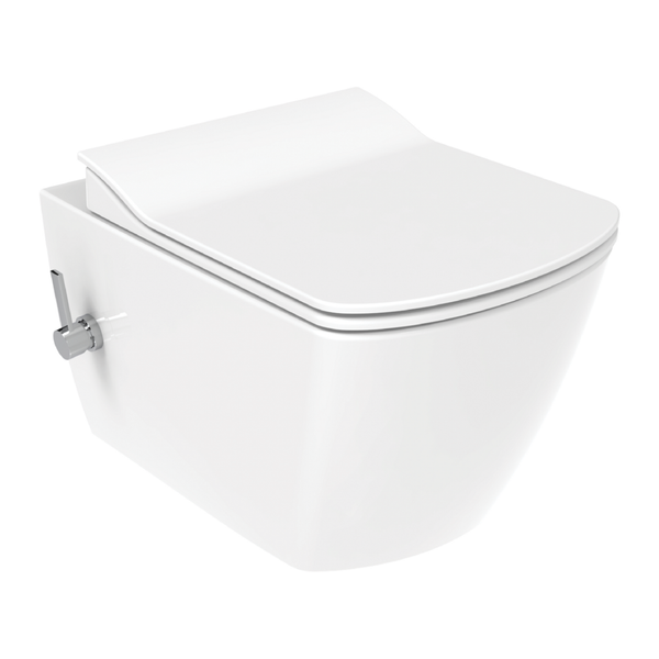 Creavit Elegant Hangtoilet Met Bidet - Randloos - Met Bidetkraan Koud En Warm Water - Zonder Zitting - Glanzend Wit