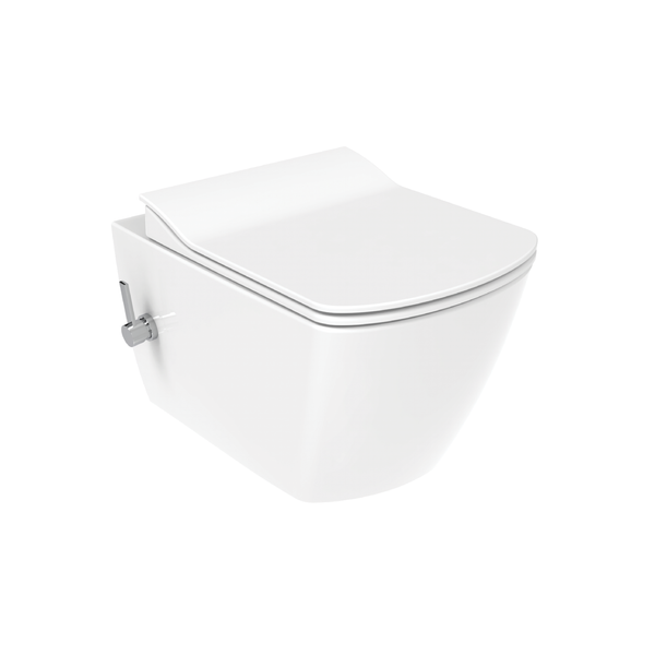 CREAVIT ELEGANT HANGTOILET MET BIDET - RANDLOOS - MET BIDETKRAAN KOUD EN WARM WATER - ZONDER ZITTING - GLANZEND WIT