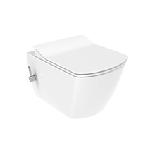 CREAVIT Elegant Hangtoilet met Bidet - Randloos - met bidetkraan koud water - zonder Zitting - Glanzend Wit