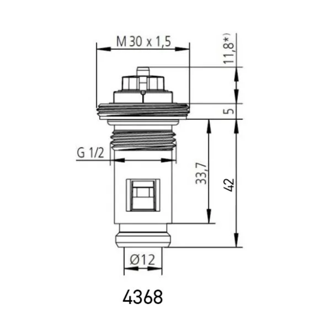 BELRAD thermostatische insert lang – M30