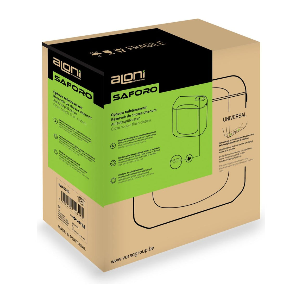 Aloni Saforo toiletreservoir – dubbele spoeling 3/6 L – waterbesparend – kunststof