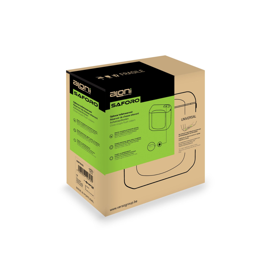 Aloni Saforo toiletreservoir – dubbele spoeling 3/6 L – waterbesparend – kunststof