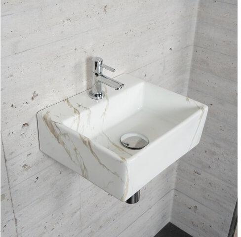 Ensemble de fontaine aspect marbre de Carrare Wiesbaden couleur chrome (Trou de robinet central)
