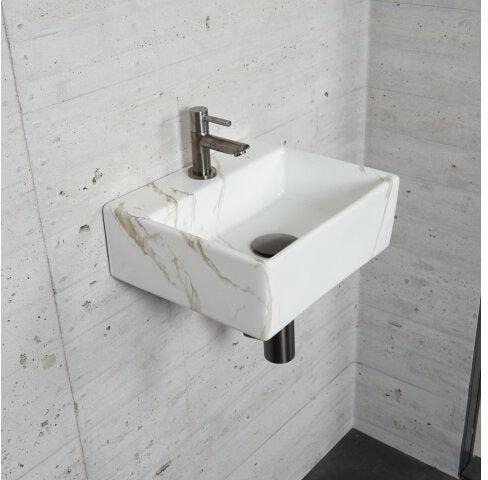 Ensemble de fontaine Carrara Marbre Look Wiesbaden Couleur Gunmetal (Robinet au centre)