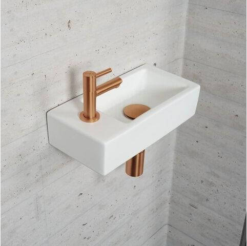 Mat Weißer Brunnen Set Wiesbaden Farbe Bronze Kupfer (Wasserhahn Links)