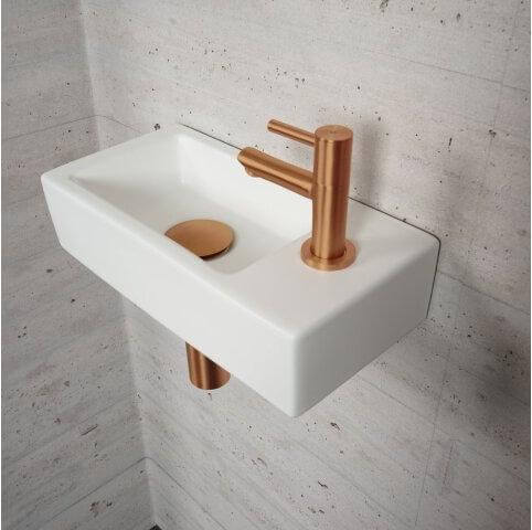 Mat Wit Fonteinset Wiesbaden Couleur Bronze Cuivre (Robinet à droite)