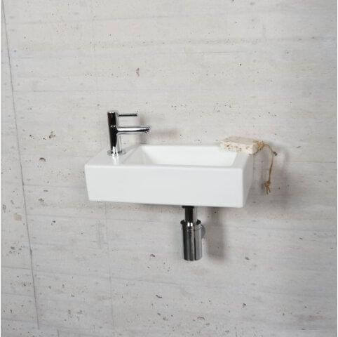Mat Witte Fonteinset Wiesbaden Kleur Chroom (Kraangat Links)