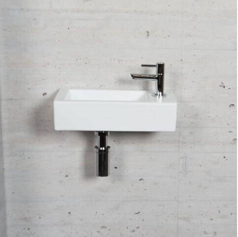 Mat Wit Fonteinset Wiesbaden Couleur Chrome (Robinet à droite)