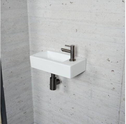 Mat Witte Fonteinset Wiesbaden Kleur Gunmetal (Kraangat Rechts)