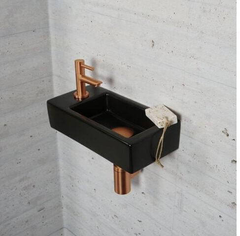 Fontainenset Wiesbaden Matt Schwarz mit Bronze Kupferfarbe (Hahnloch Links)