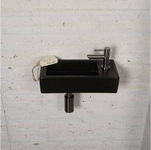 Mat Zwarte Fonteinset Wiesbaden Kleur Gun Metal (Kraangat Rechts)