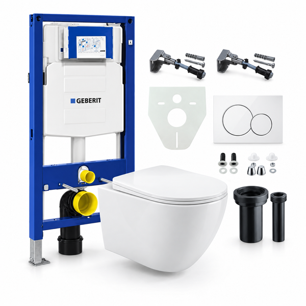 Geberit UP320 Complete Toiletset – Aloni Pro Tornado Flush Rimless – Sigma01 Wit – Softclose