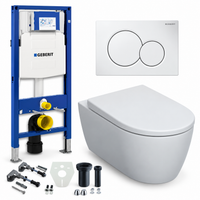 Geberit UP320 toiletset met iCon hangtoilet en Sigma01 drukplaat wit op witte achtergrond