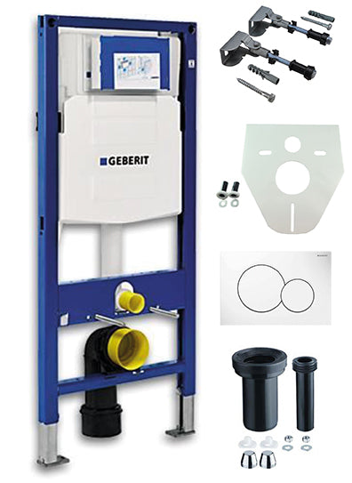 Geberit UP320 inbouwreservoir met witte Sigma01 drukplaat en montageset