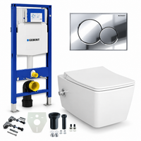 Geberit UP320 Complete Toiletset – VitrA Metropole Wit met Bidet, Toiletbril & Sigma01 Drukplaat vitra-metropole-chroom op witte achtergrond