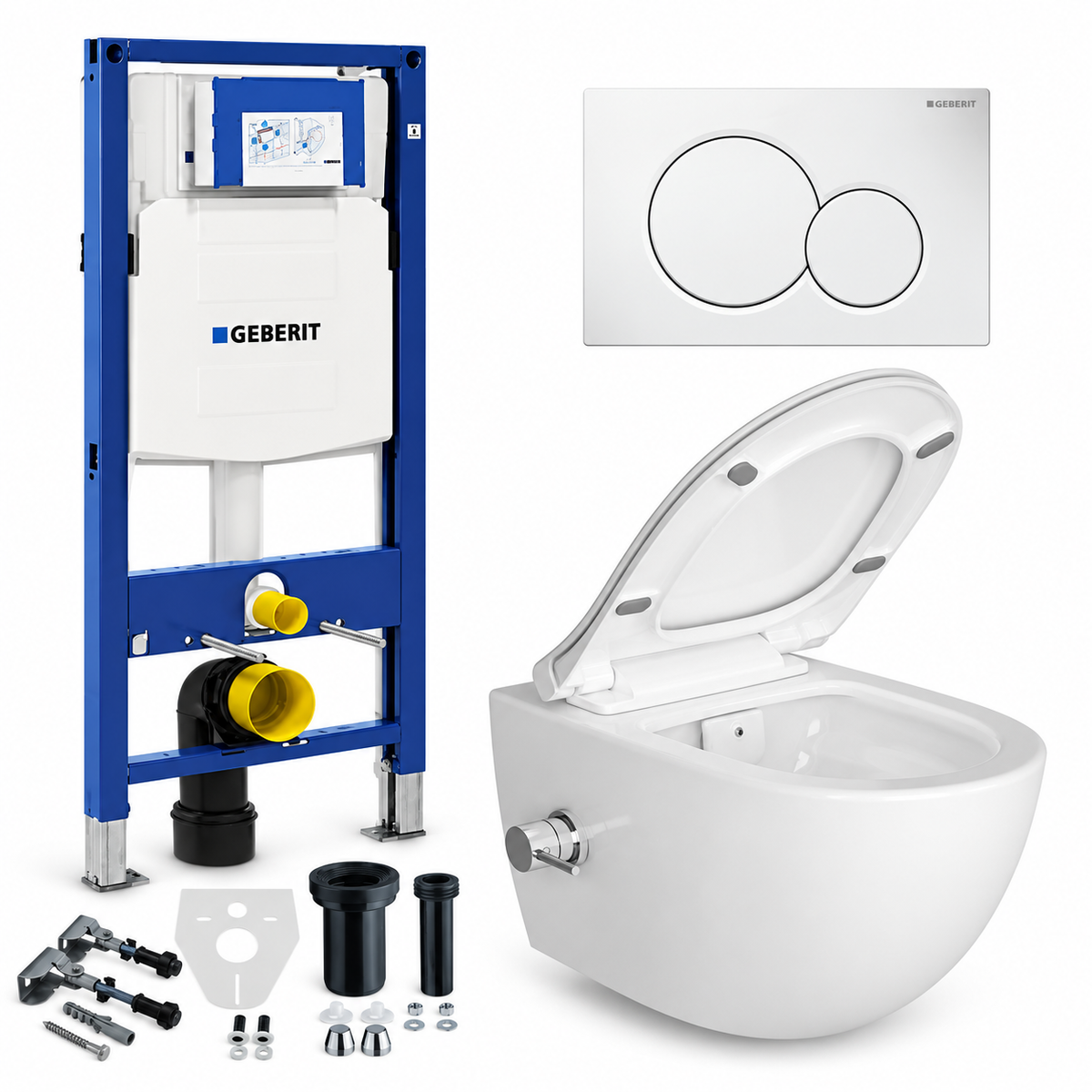 Geberit UP320 Complete Toiletset – VitrA Sento Wit met Bidet, Toiletbril & Sigma Drukplaat vitra-sento-bidet op witte achtergrond
