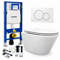 Complete toiletset: Geberit UP320 inbouwreservoir, Sigma01 drukplaat wit en Wiesbaden Vesta hangtoilet met softclose zitting