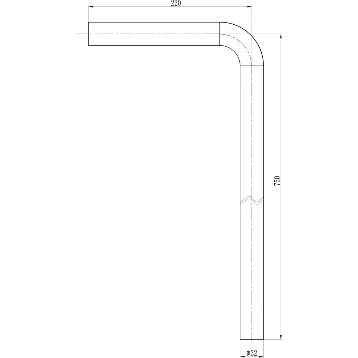 DutchLine Luxe vloerbuis 32mm – Chroom