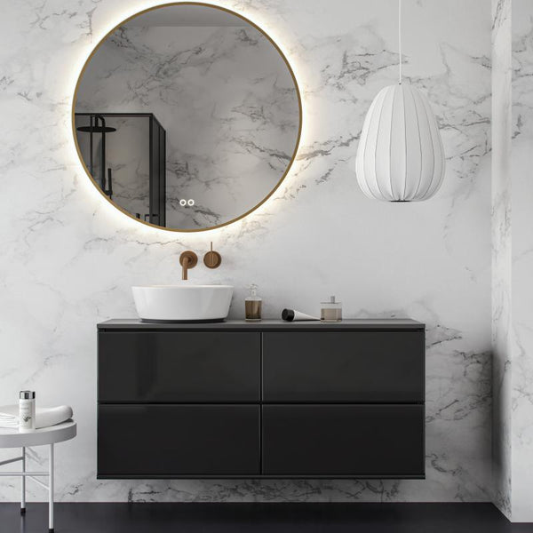 Ronde Spiegel in PVD Geborsteld Koper met Rondom Indirecte LED Verlichting - Hipp Design