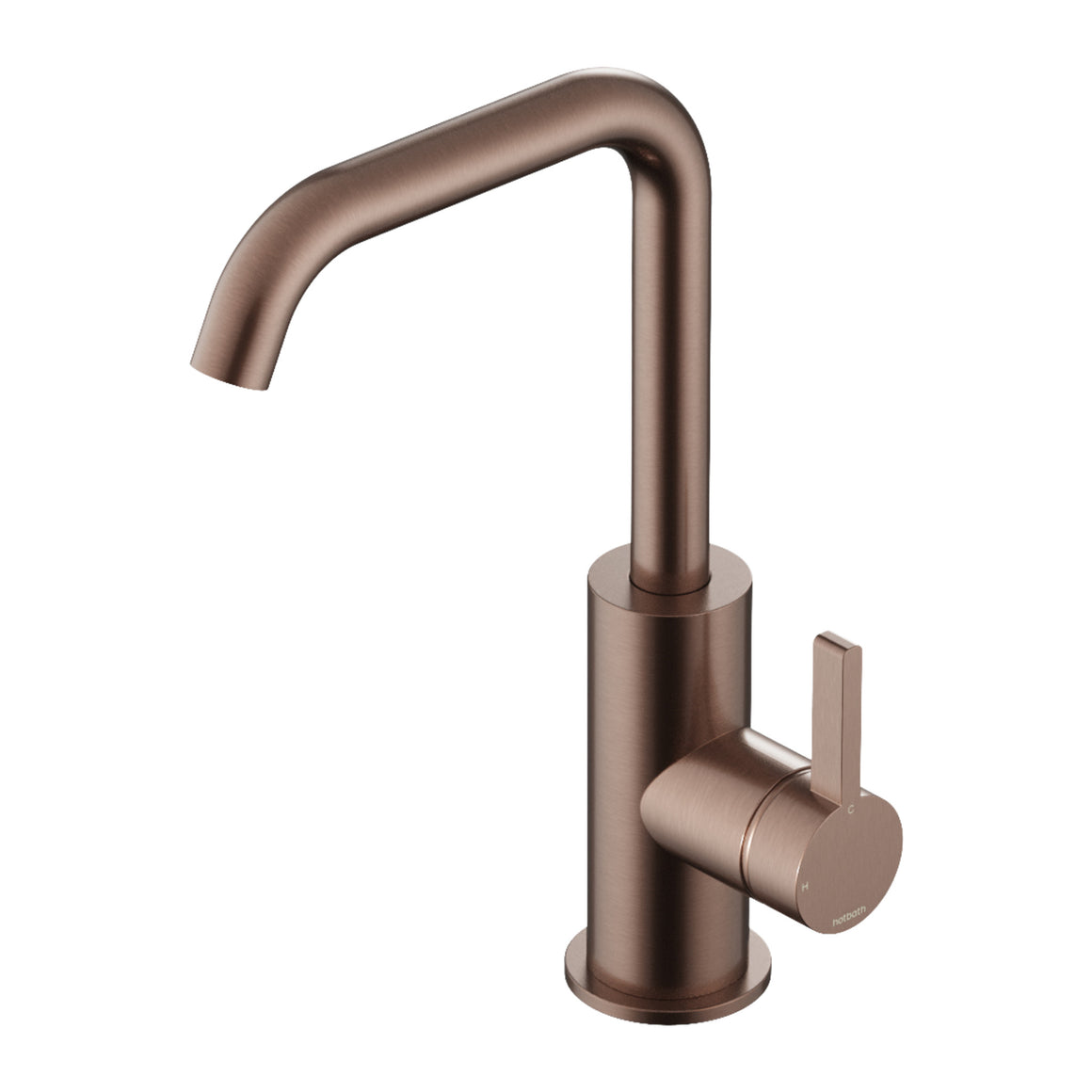 Hotbath Ace AC004 wastafelmengkraan met draaibare uitloop Geborsteld koper PVD productfoto