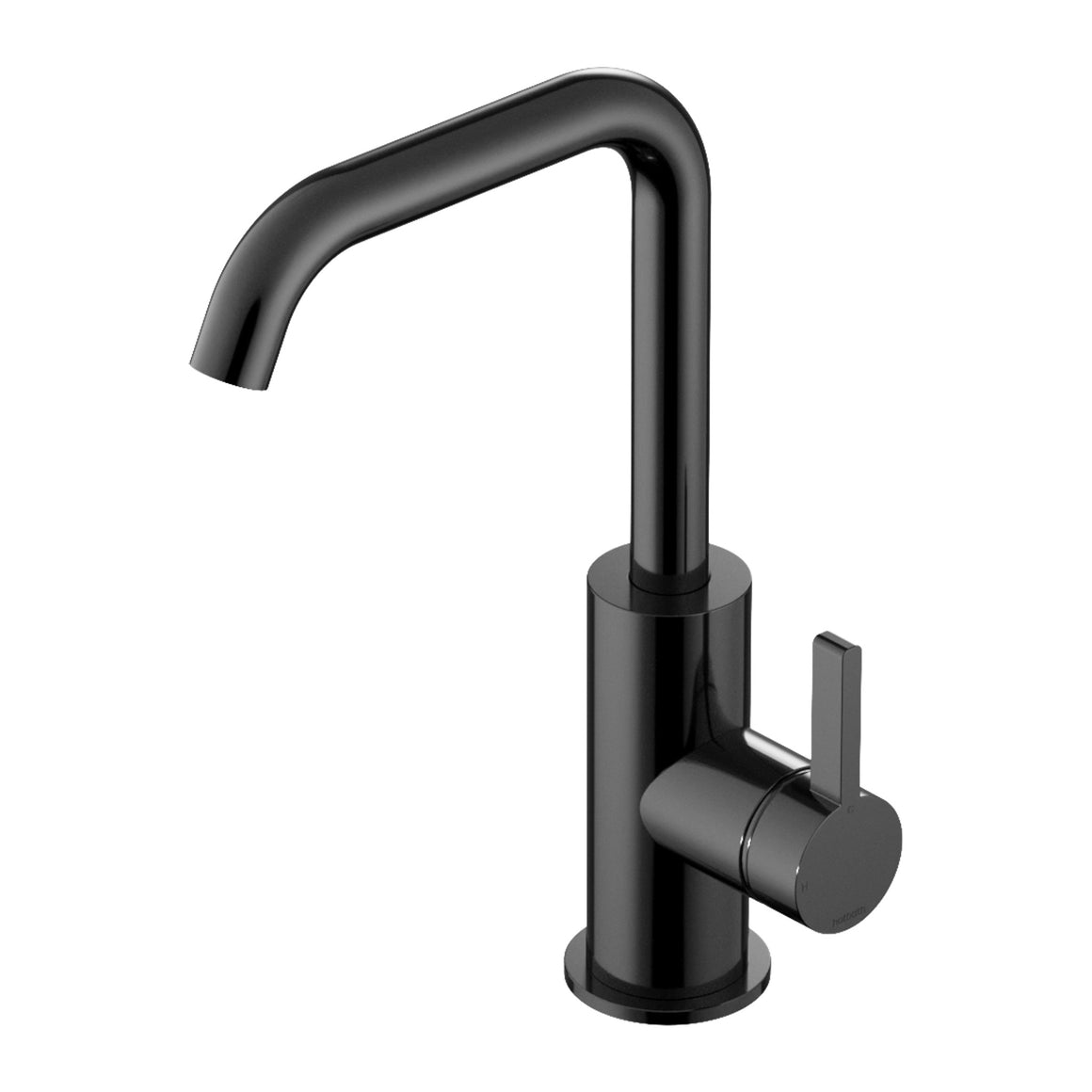 Hotbath Ace AC004 wastafelmengkraan met draaibare uitloop Gepolijst zwart PVD productfoto