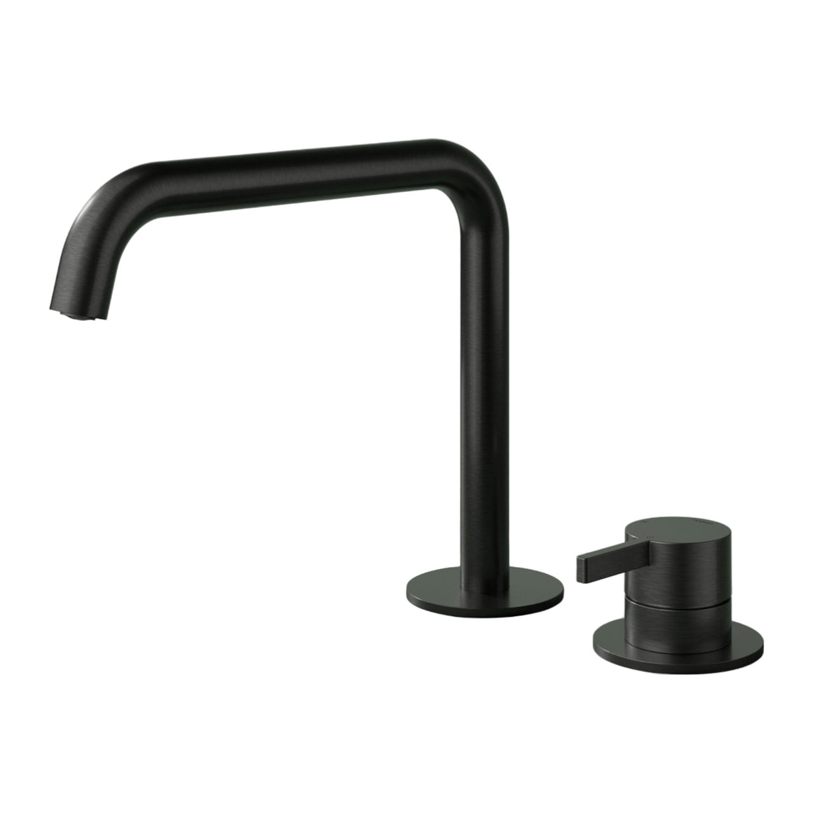 Hotbath Ace AC023 2-gats wastafelmengkraan met draaibare uitloop Geborsteld zwart PVD productfoto