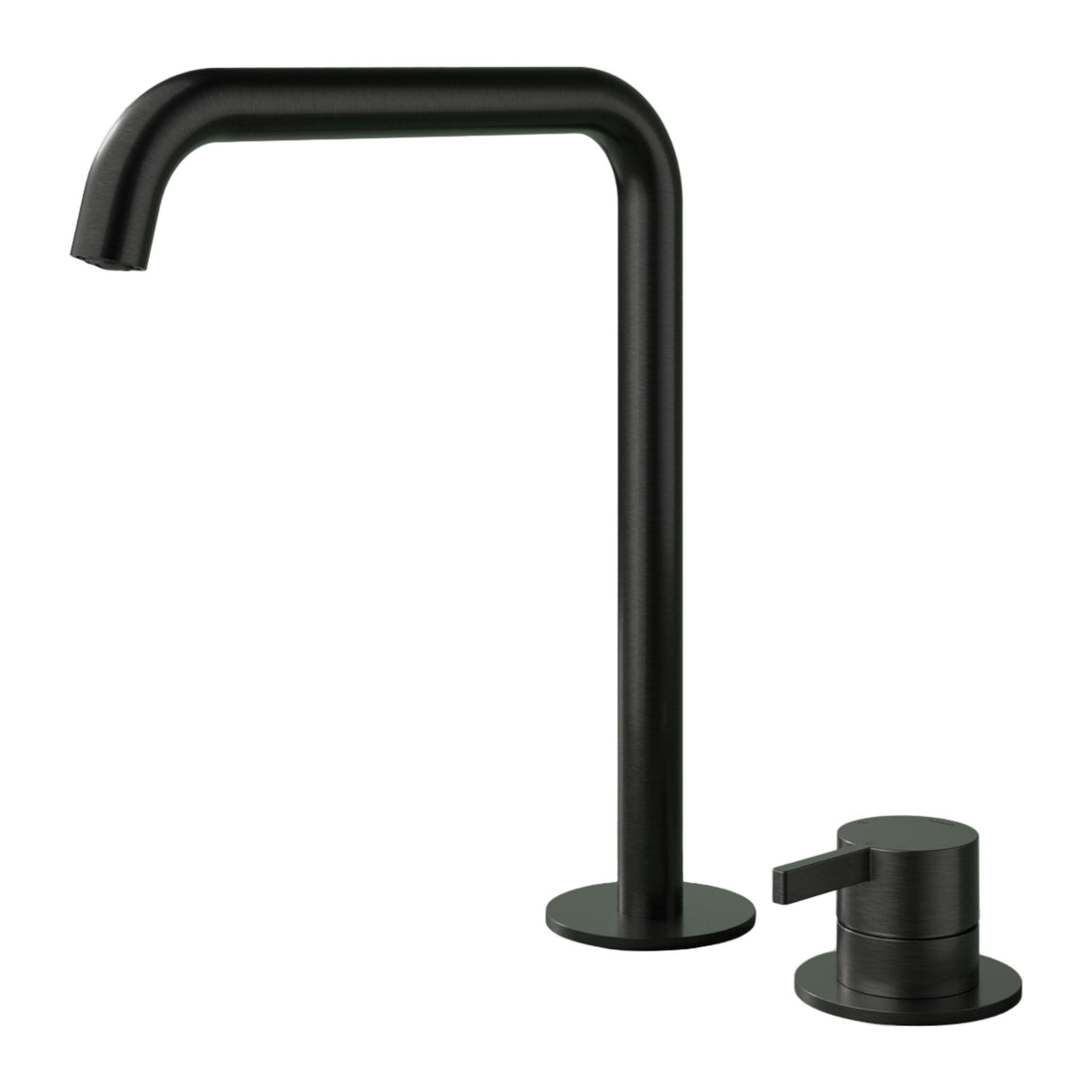 Hotbath Ace AC023H hoge 2-gats wastafelmengkraan met draaibare uitloop Geborsteld zwart PVD productfoto