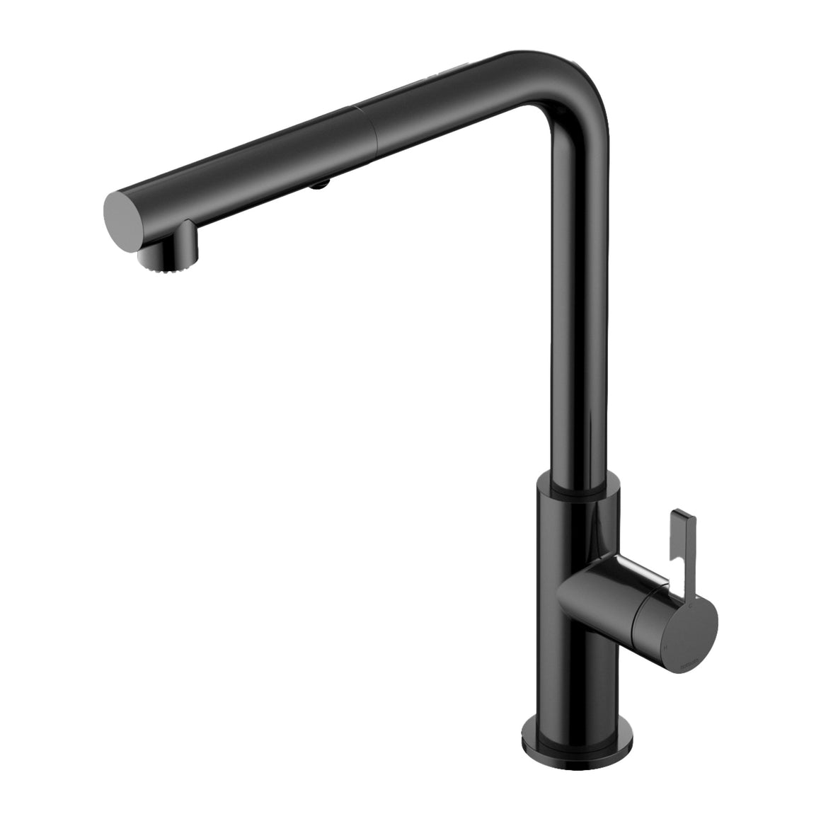 Hotbath Ace AC042 keukenmengkraan met draaibare uitloop en uittrekbare handdouche Gepolijst zwart PVD productfoto