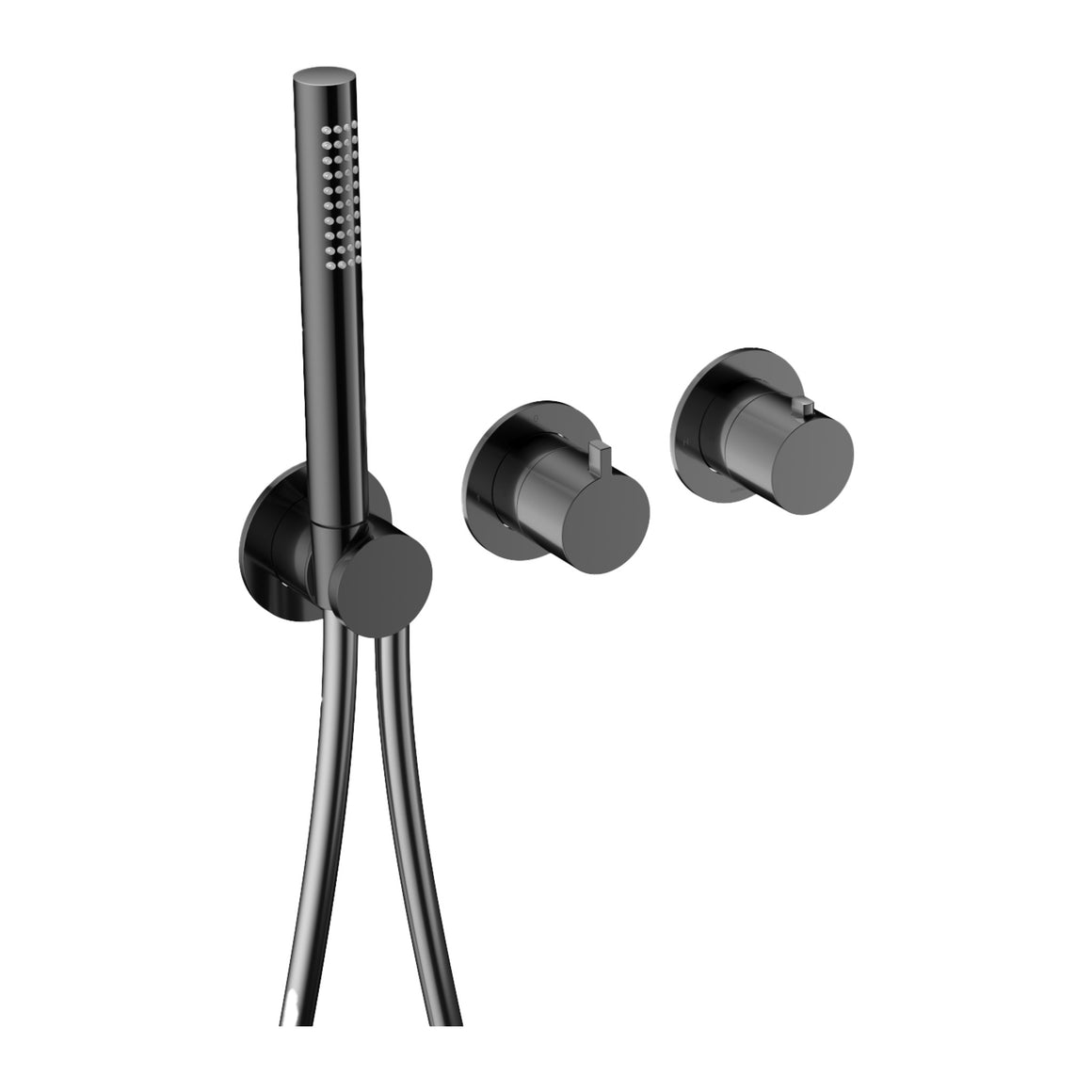 Hotbath Ace AC071 inbouw thermostaat met 2-weg omstel en handdouche Gepolijst zwart PVD productfoto