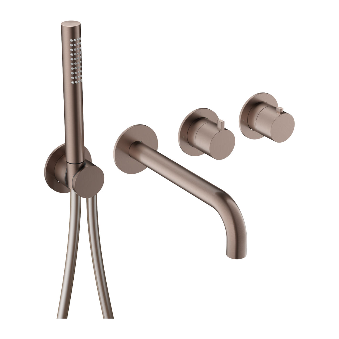 Hotbath Ace AC072 inbouw badthermostaat met uitloop en handdouche Geborsteld koper PVD productfoto