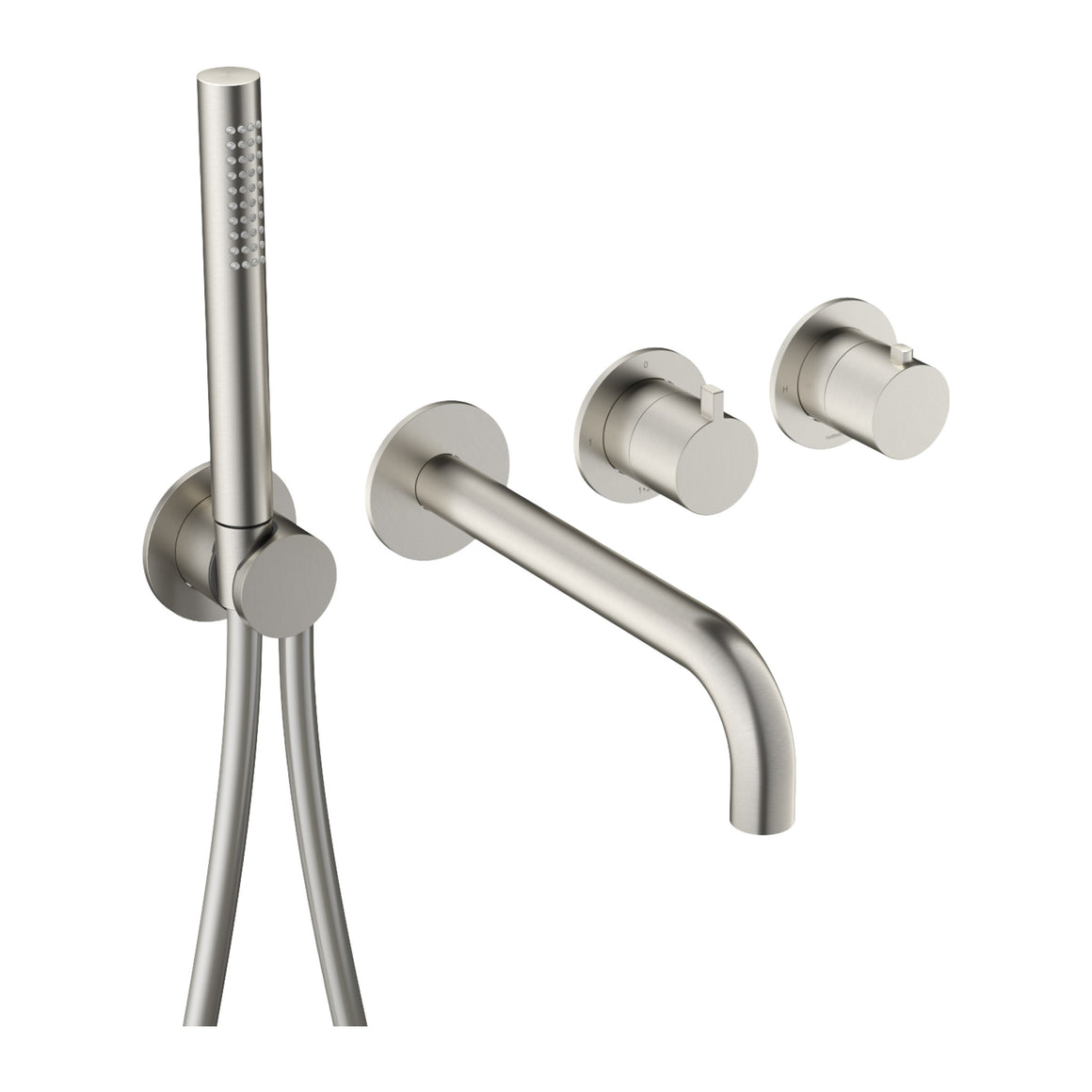 Hotbath Ace AC072 inbouw badthermostaat met uitloop en handdouche Geborsteld nikkel productfoto