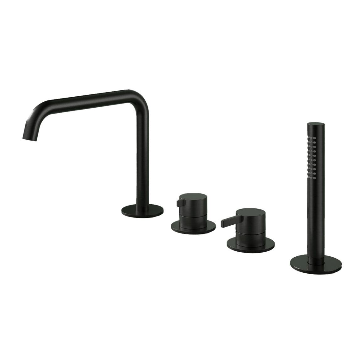 Hotbath Ace AC073 badrandcombinatie 4-gats met uitloop, handdouche en 2-weg omstel Geborsteld zwart PVD productfoto