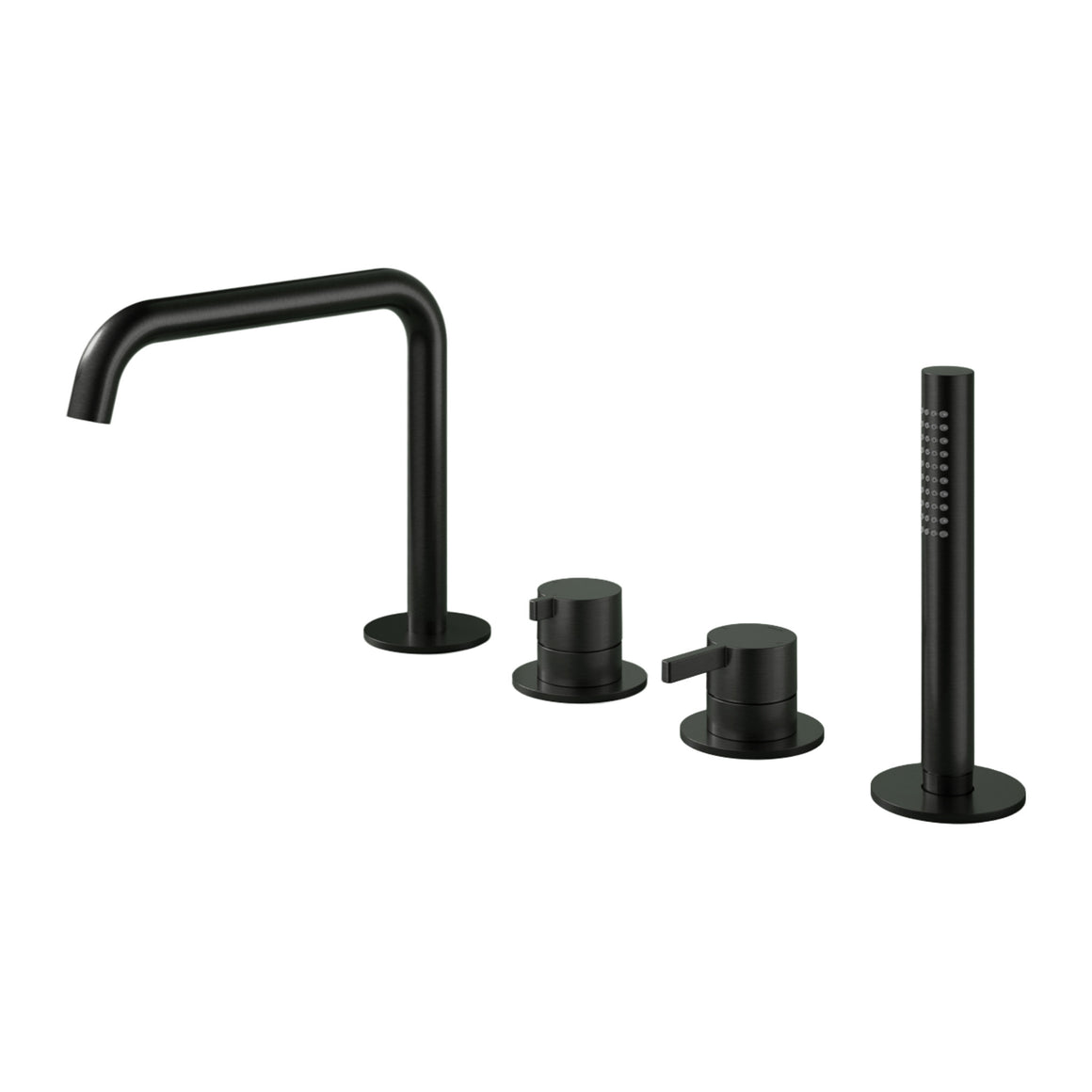 Hotbath Ace AC073 badrandcombinatie 4-gats met uitloop, handdouche en 2-weg omstel Geborsteld zwart PVD productfoto