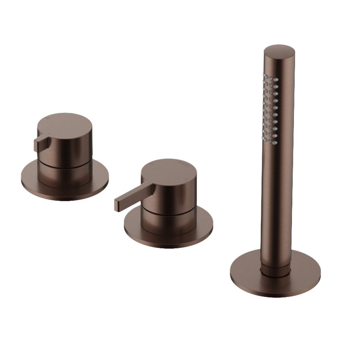 Hotbath Ace AC075 badrandcombinatie 3-gats met handdouche en 2-weg omstel Geborsteld koper PVD productfoto