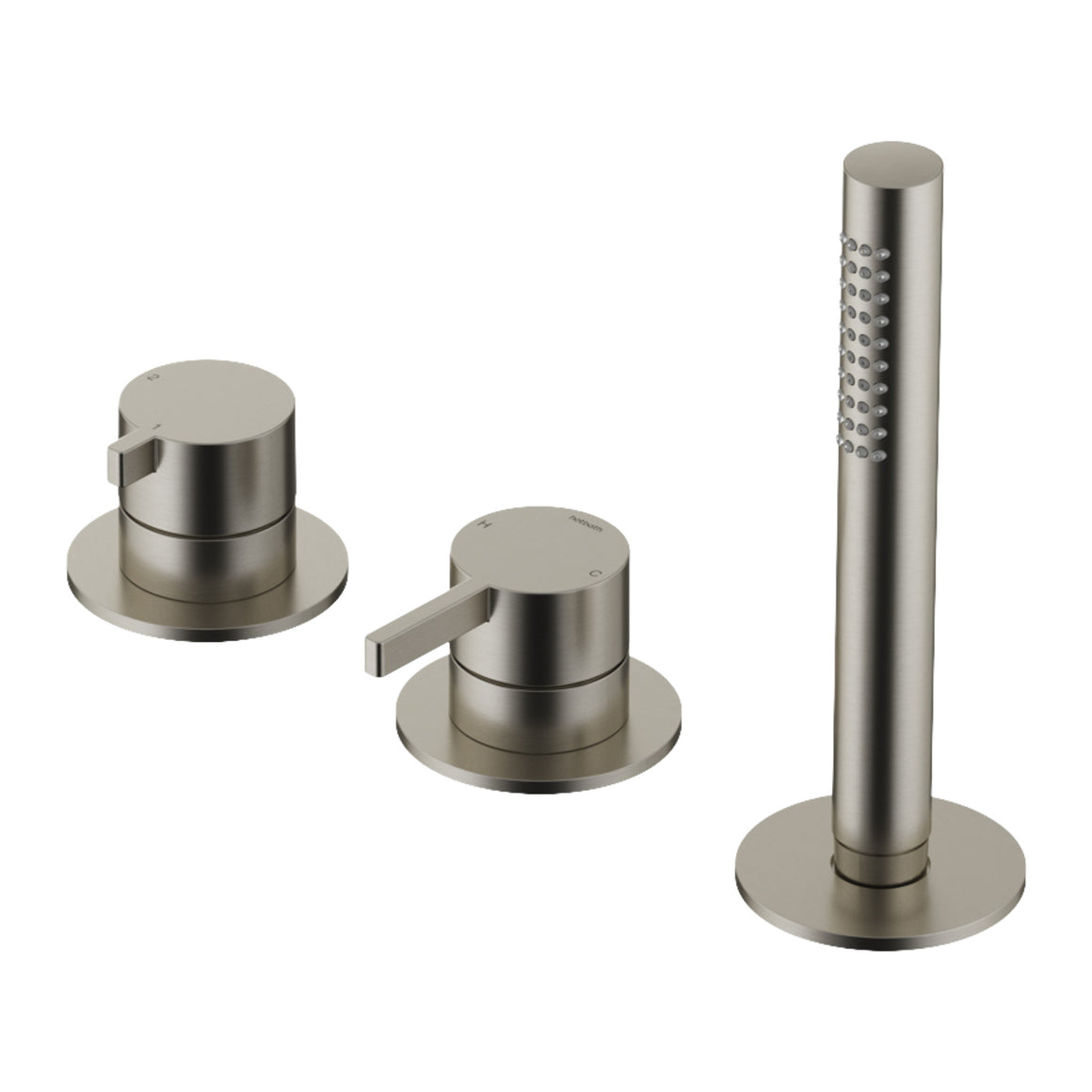 Hotbath Ace AC075 badrandcombinatie 3-gats met handdouche en 2-weg omstel Geborsteld nikkel productfoto