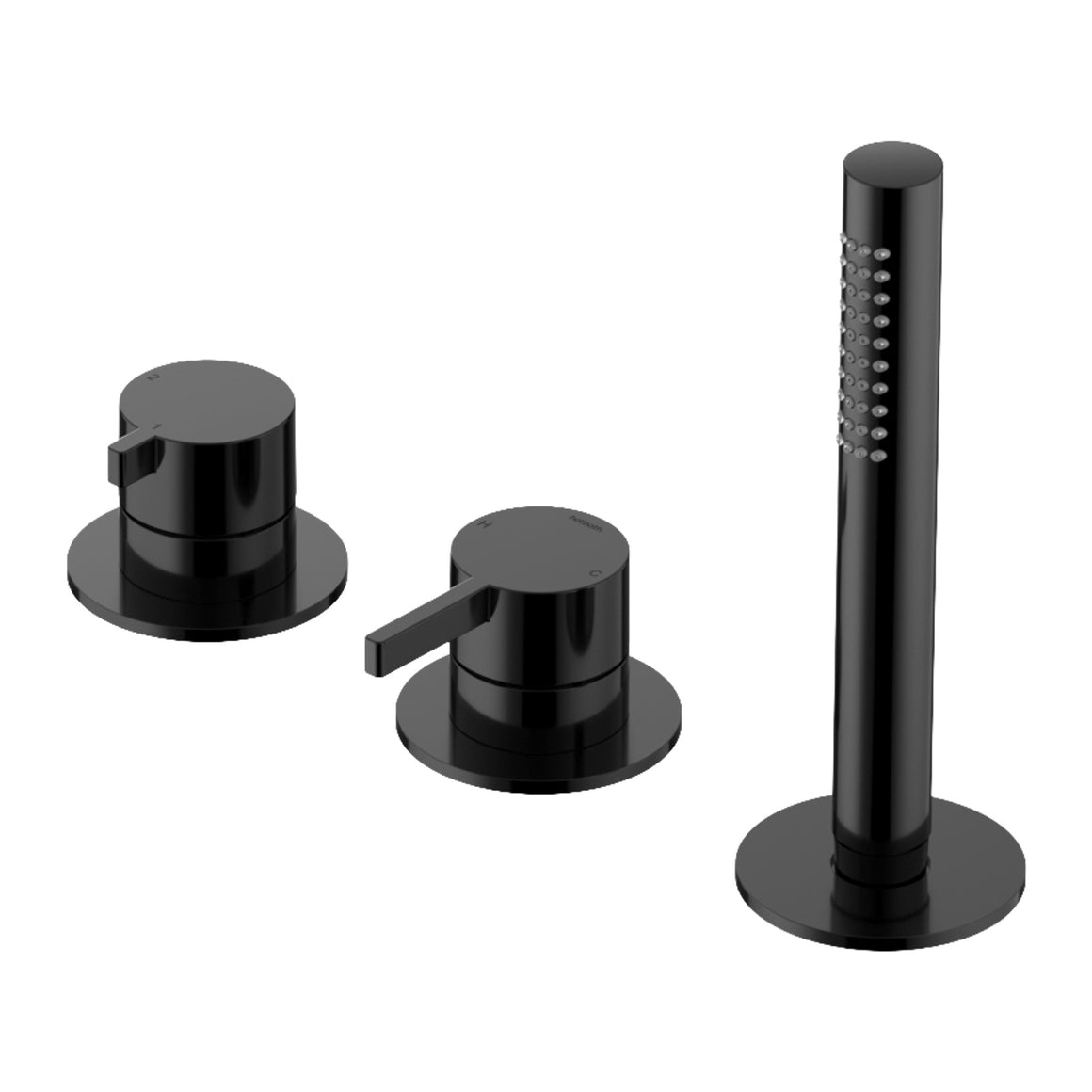 Hotbath Ace AC075 badrandcombinatie 3-gats met handdouche en 2-weg omstel Gepolijst zwart PVD productfoto